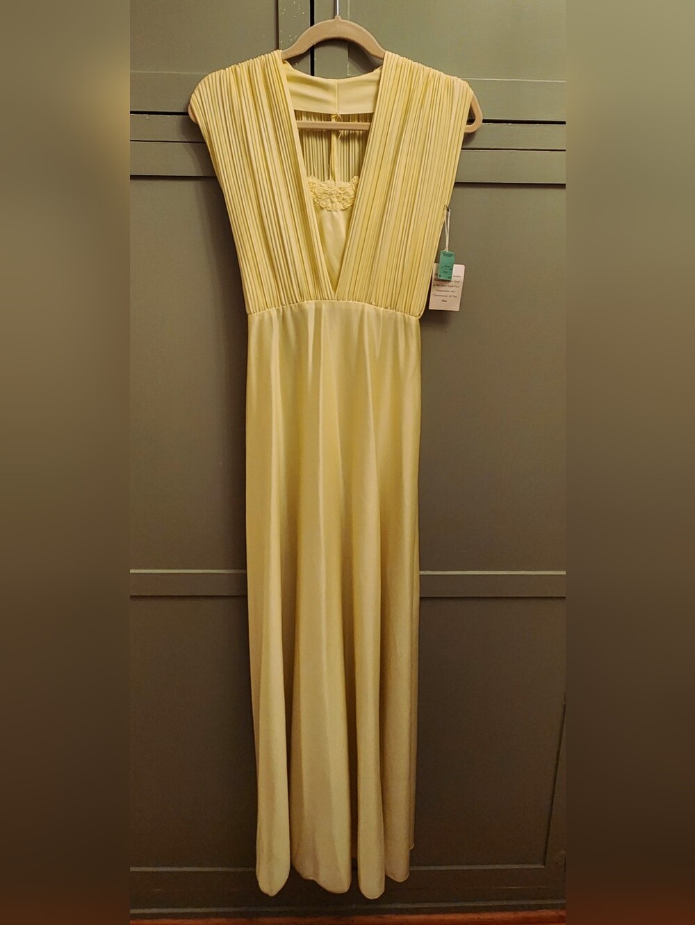 Union Made 70's Elegant Pleated Vintage Satin Dress